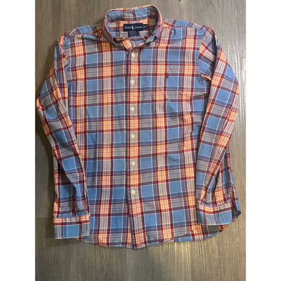 Ralph Lauren Other - Ralph Lauren Button Down Mens M Blue Red Plaid Custom Fit Cotton Long Sleeve